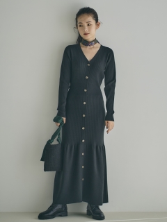Stylevoice for xxx/【泉里香さん着用】フロントボタンリブニットワンピース/ニットワンピース