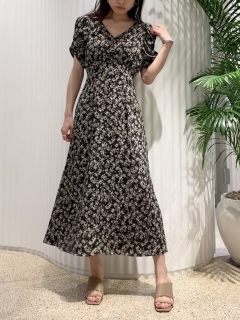 SNIDEL/バリエーションプリントパフスリワンピース/マキシ丈・ロングワンピース