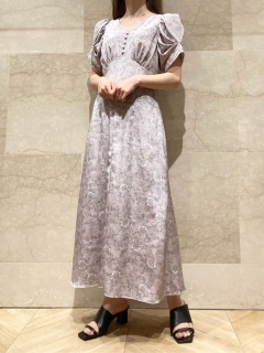 SNIDEL/バリエーションプリントパフスリワンピース/マキシ丈・ロングワンピース
