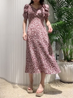 SNIDEL/バリエーションプリントパフスリワンピース/マキシ丈・ロングワンピース