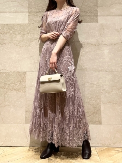 SNIDEL/バックデザインレースワンピース/膝丈ワンピース