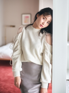 SNIDEL/シースルーショルダーニットプルオーバー/ニット